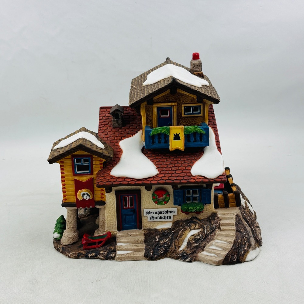 Dept 56 Bernhardiner Hundchen Alpine Village 56174 Lighted Porcelain Building‎